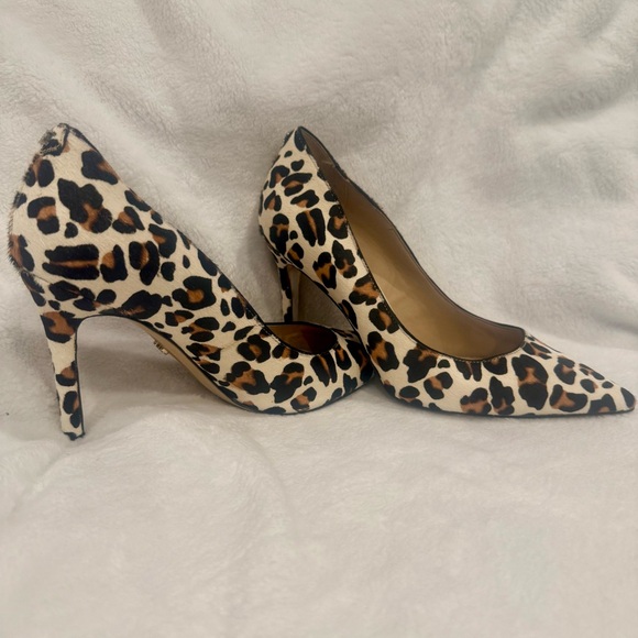 Sam Edelman Hazel Pointed Toe Calf Hair Leopard Print Pumps - Picture 15 of 15